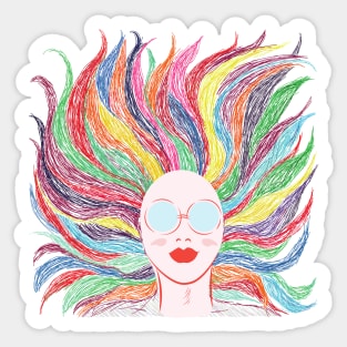 woman with colored hair Sticker